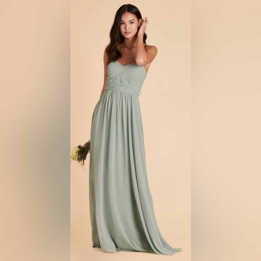 Chiffon Bridesmaid Dress in Style Grace. Color sage.